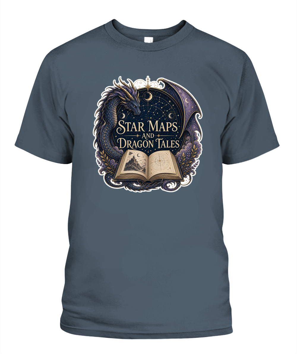 Star Maps and Dragon Tales Book Lover T-Shirt | Reading Gift