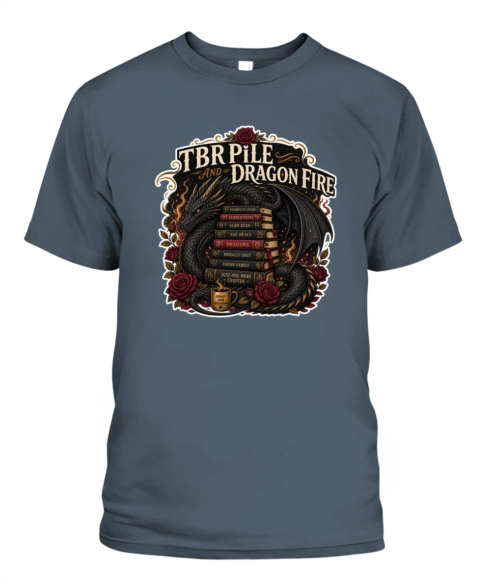 Tbr Pile and Dragon Fire Book Lover T-Shirt | Reading Gift