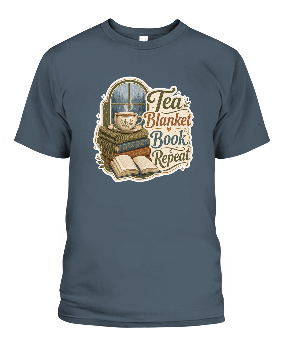 Tea Blanket Book Repeat Book Lover T-Shirt | Reading Gift