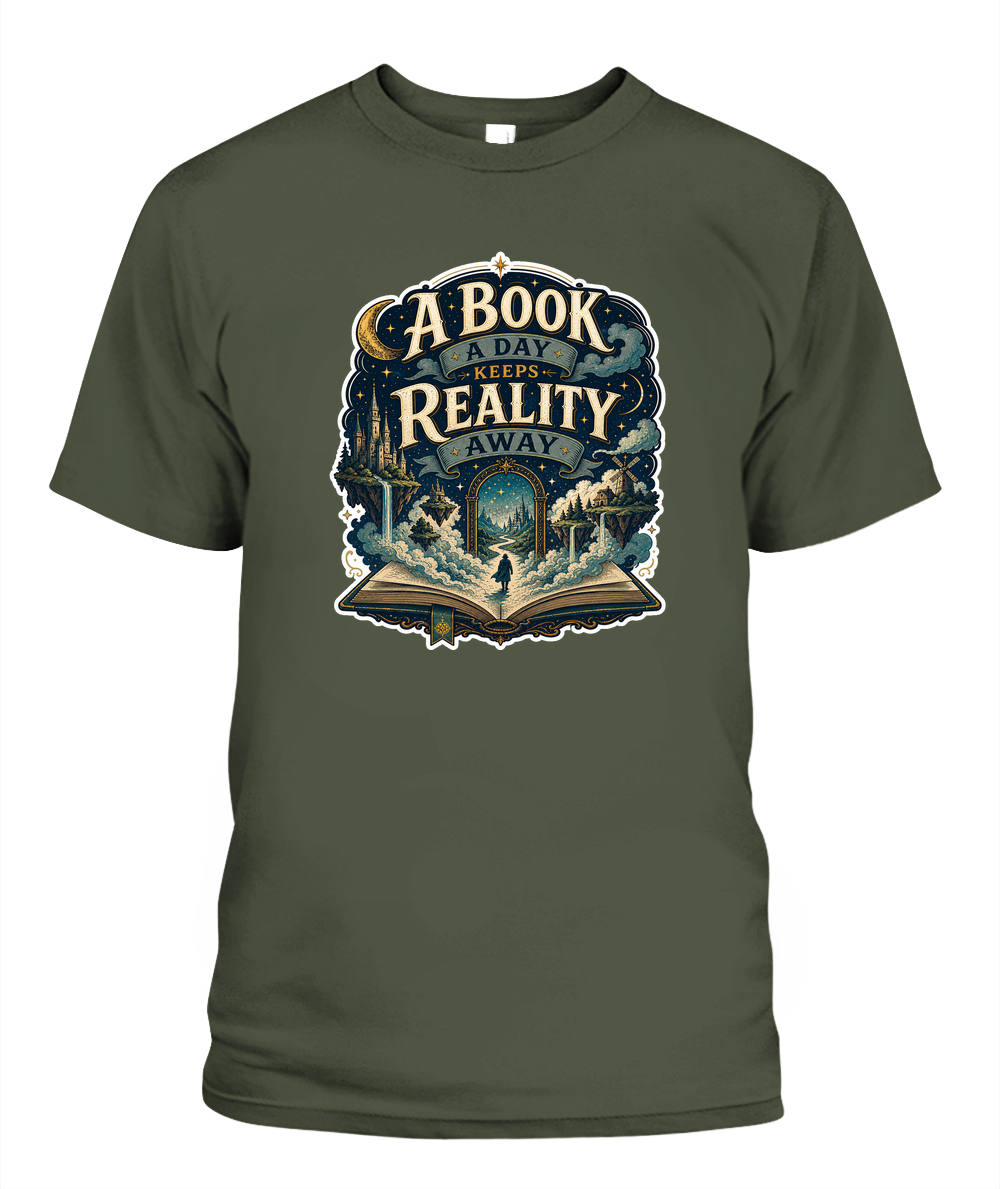 A Book a Day Keeps Reality Away Book Lover T-Shirt | Reading Gift