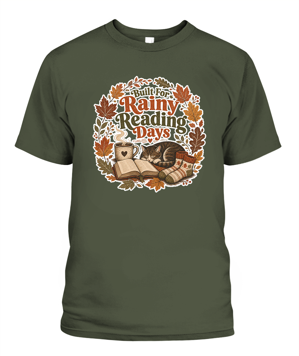Built for Rainy Reading Days Book Lover T-Shirt | Reading Gift
