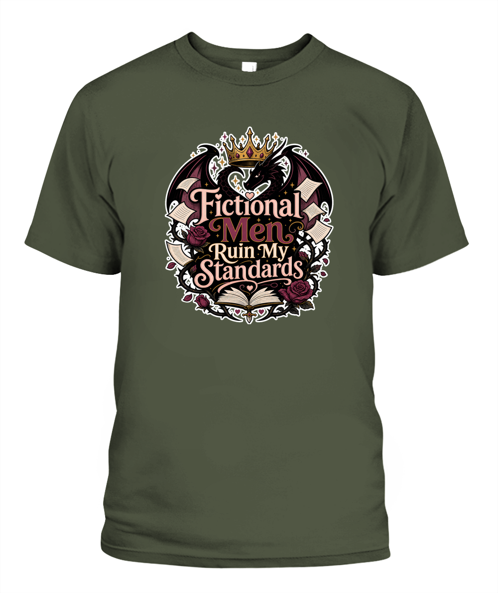 Fictional Men Ruin my Standards Book Lover T-Shirt | Reading Gift