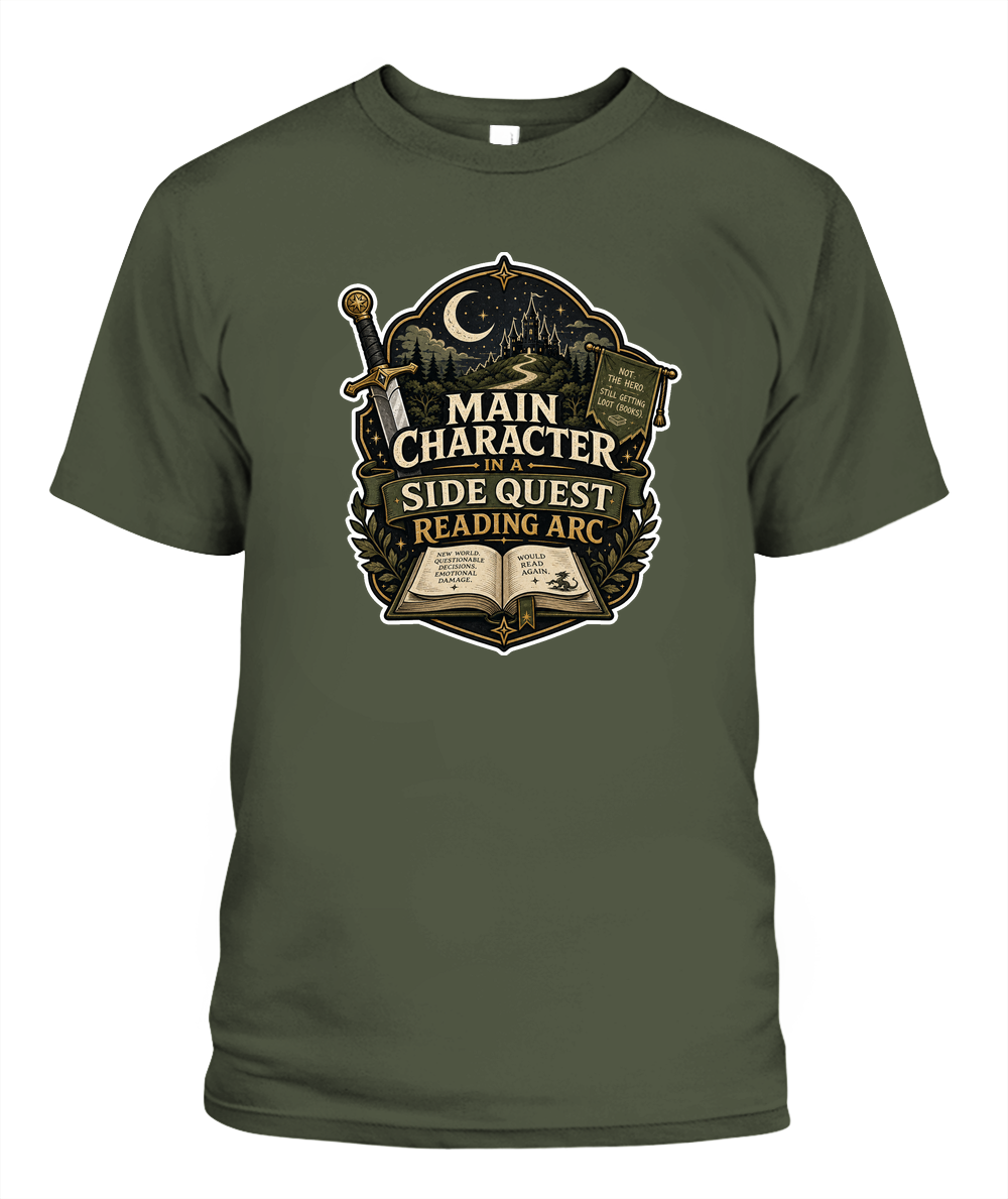 Main Character in a Side Quest Reading Arc Book Lover T-Shirt | Reading Gift