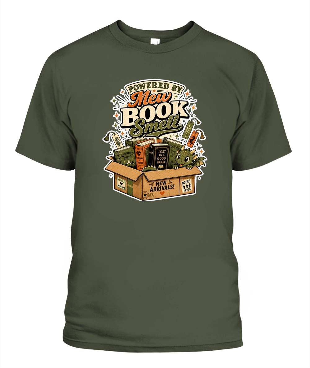 Powered by New Book Smell Book Lover T-Shirt | Reading Gift