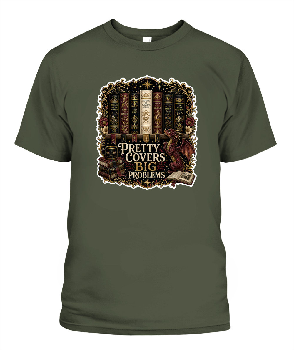 Pretty Covers Big Problems Book Lover T-Shirt | Reading Gift