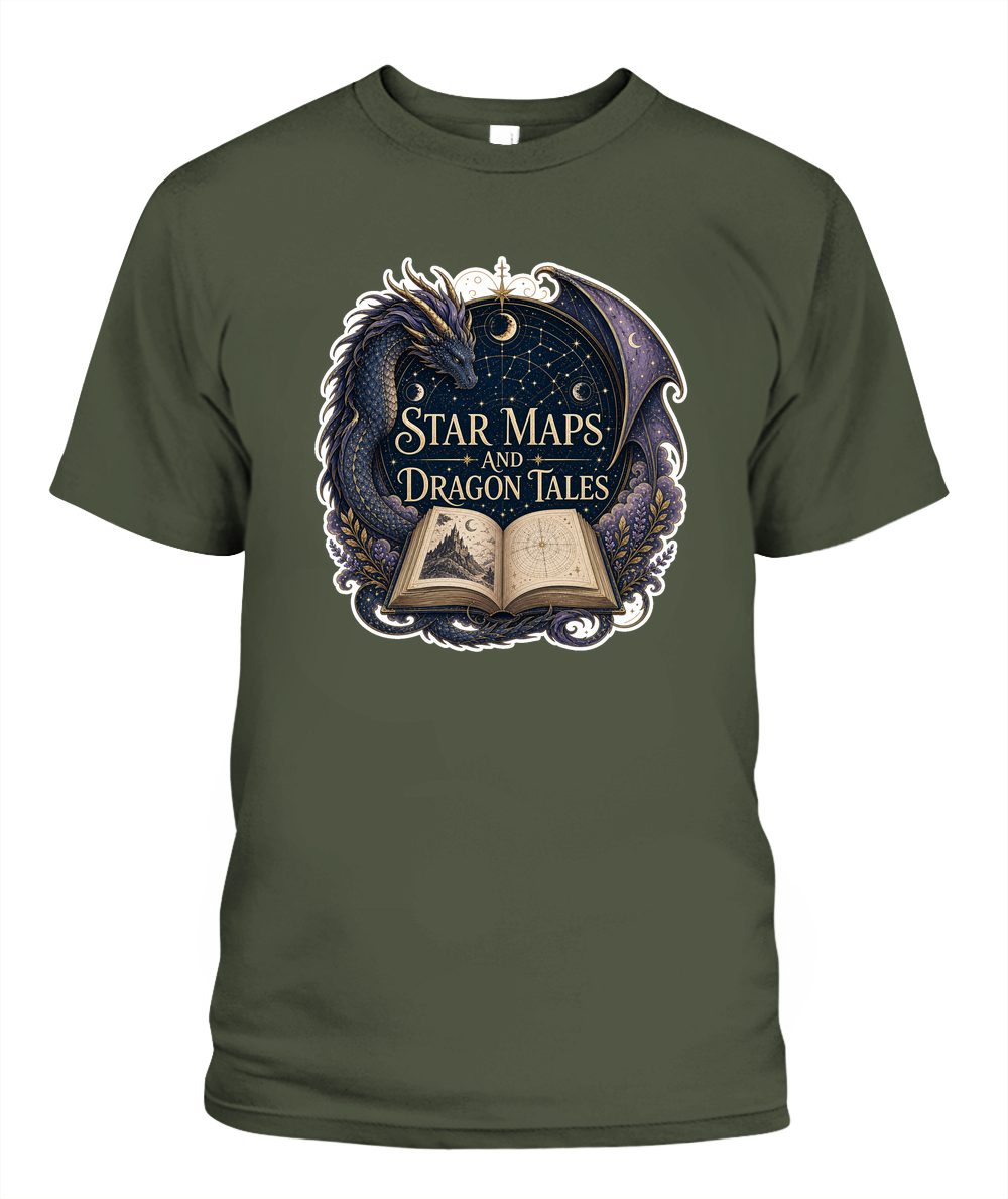Star Maps and Dragon Tales Book Lover T-Shirt | Reading Gift