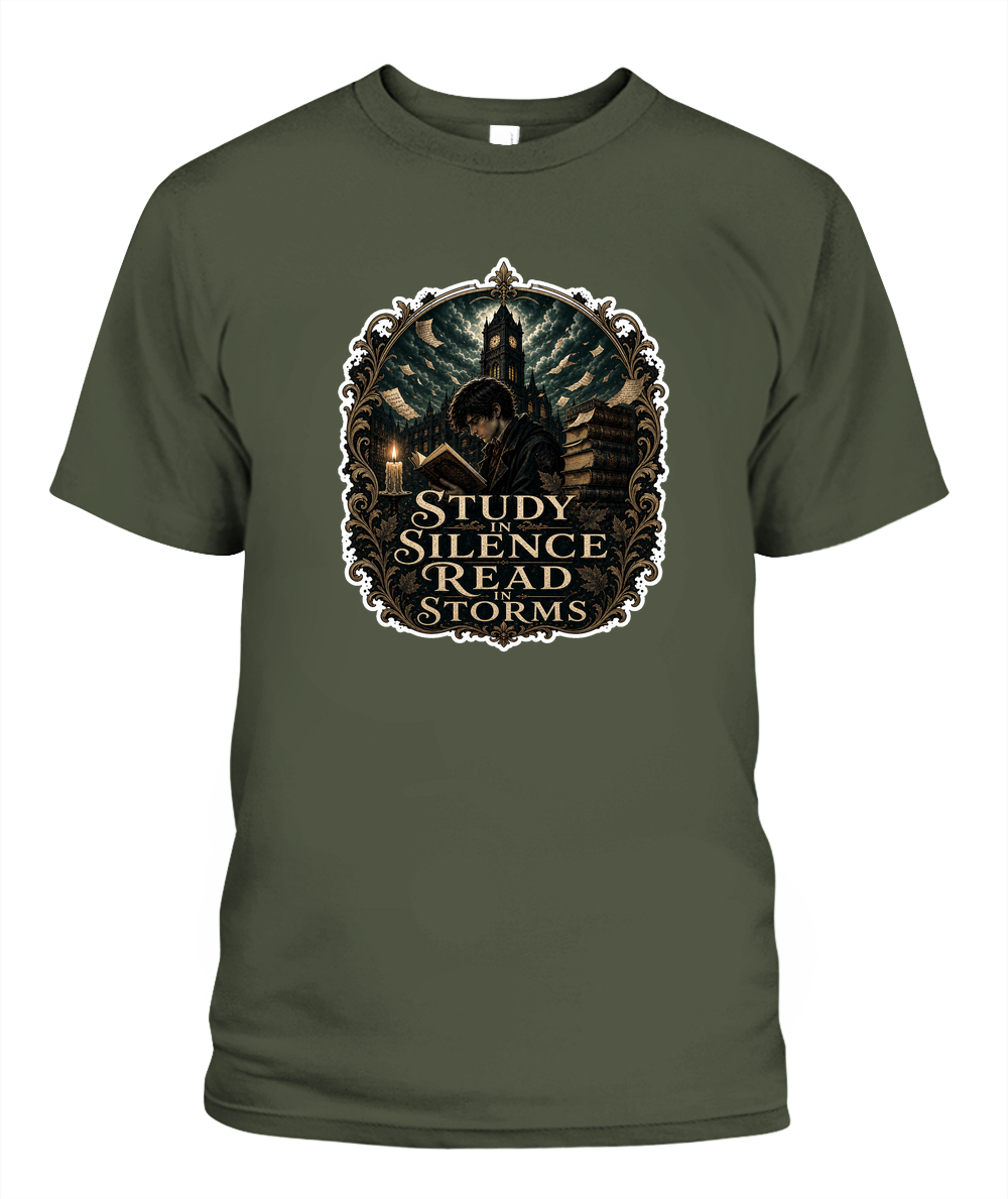 Study in Silence Read in Storms Book Lover T-Shirt | Reading Gift