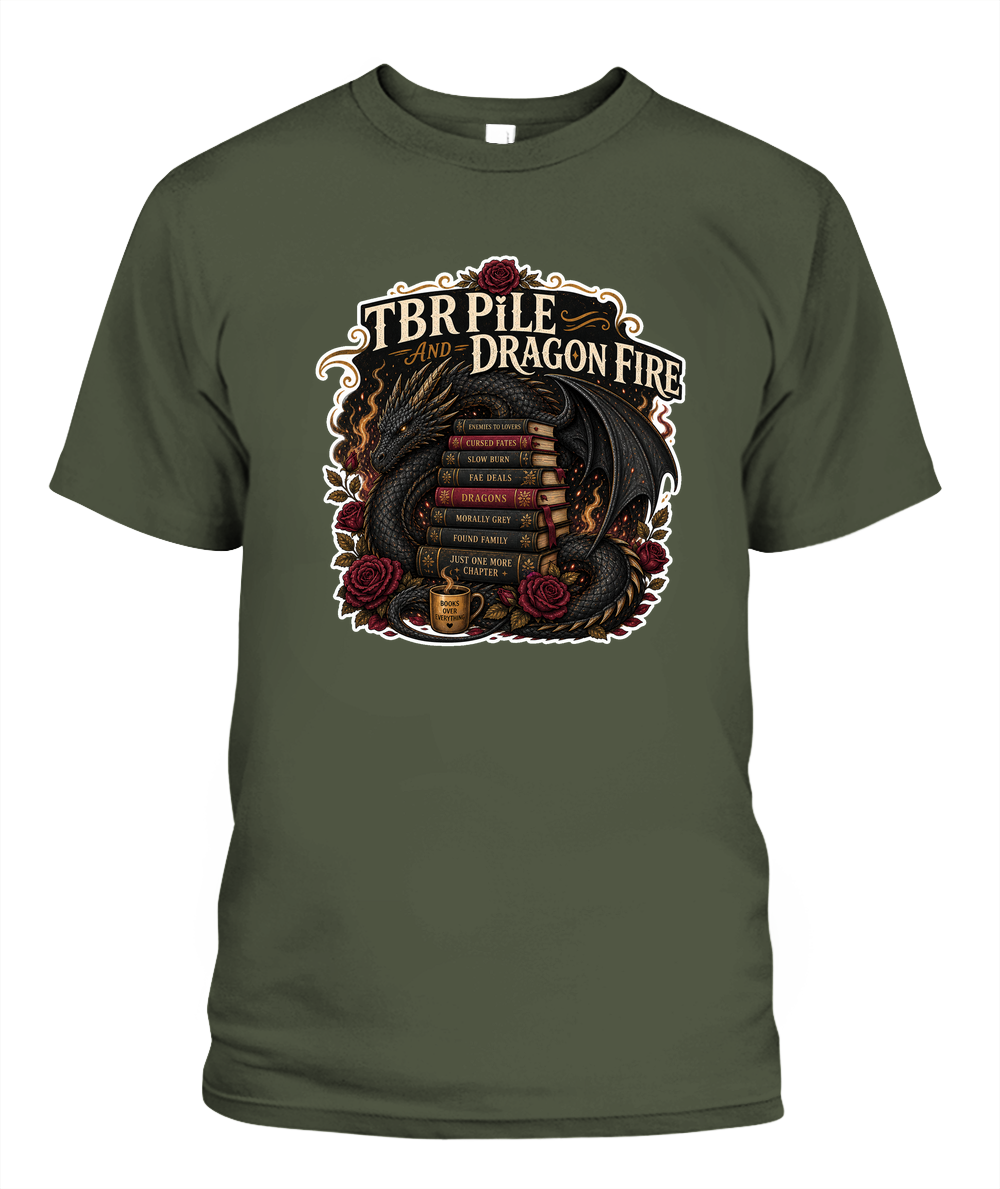 Tbr Pile and Dragon Fire Book Lover T-Shirt | Reading Gift