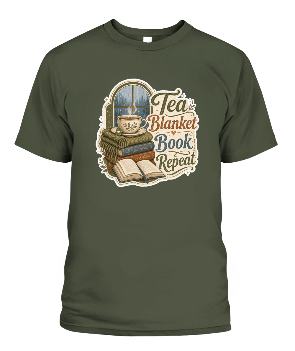 Tea Blanket Book Repeat Book Lover T-Shirt | Reading Gift