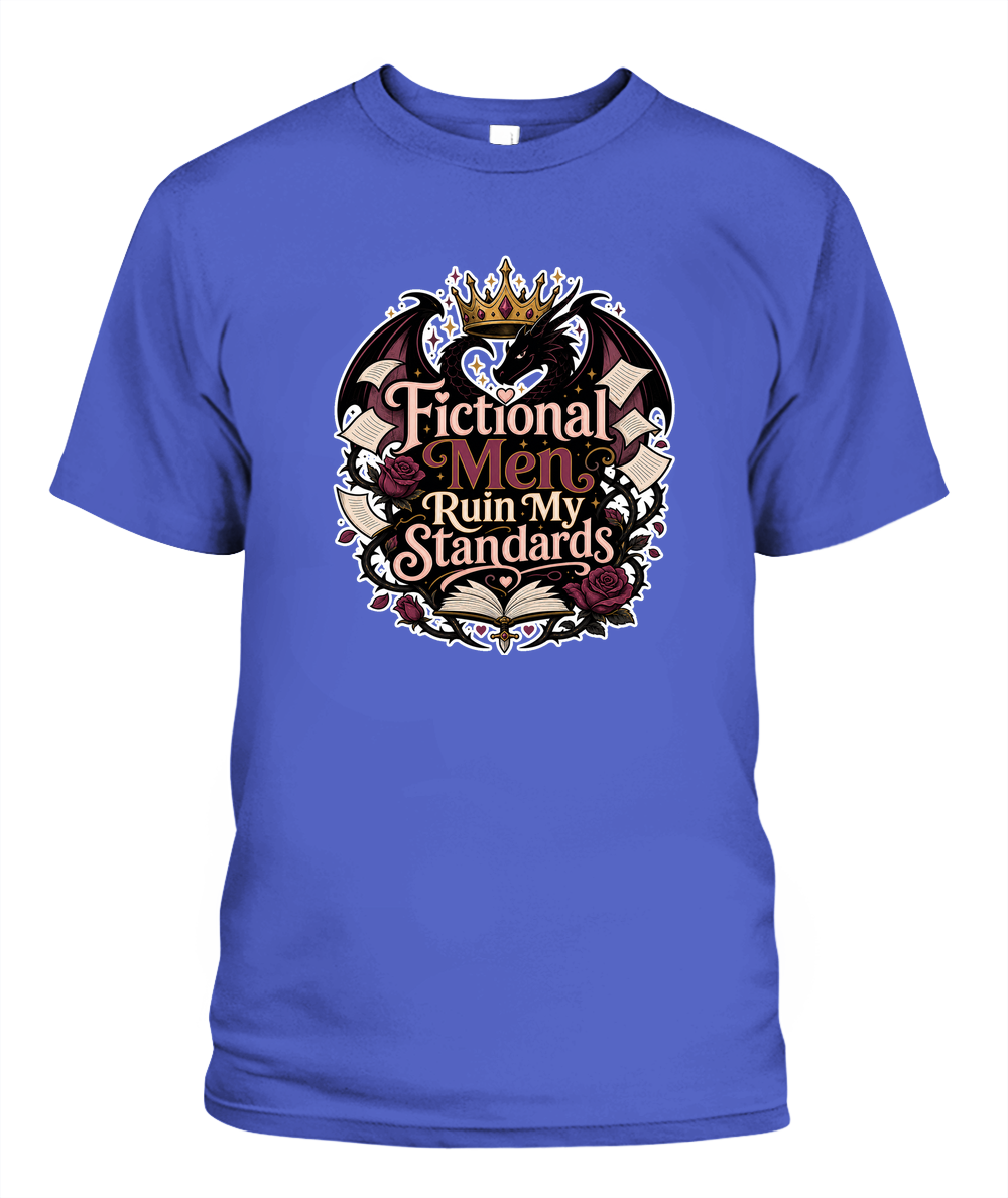 Fictional Men Ruin my Standards Book Lover T-Shirt | Reading Gift