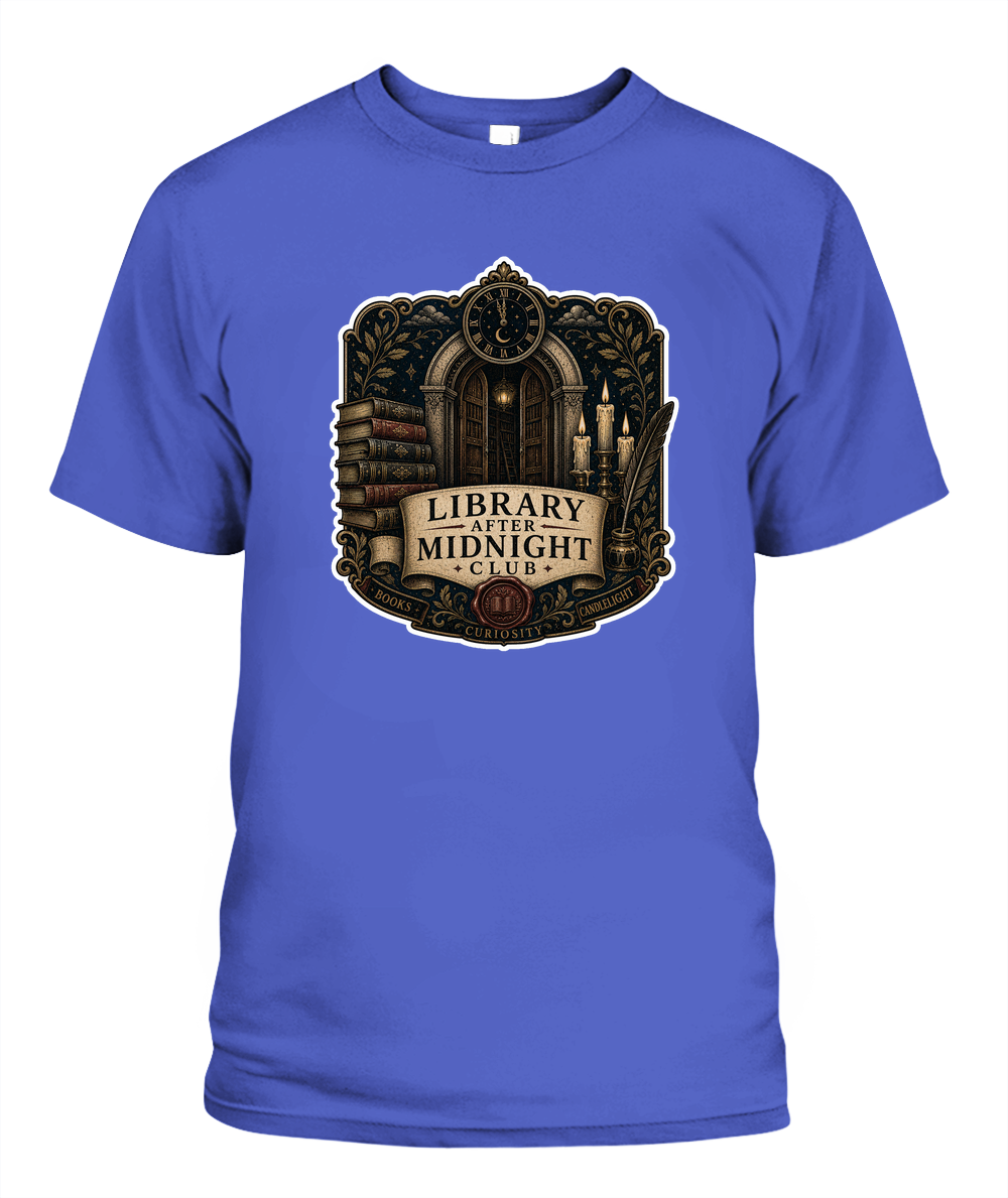 Library After Midnight Club Book Lover T-Shirt | Reading Gift