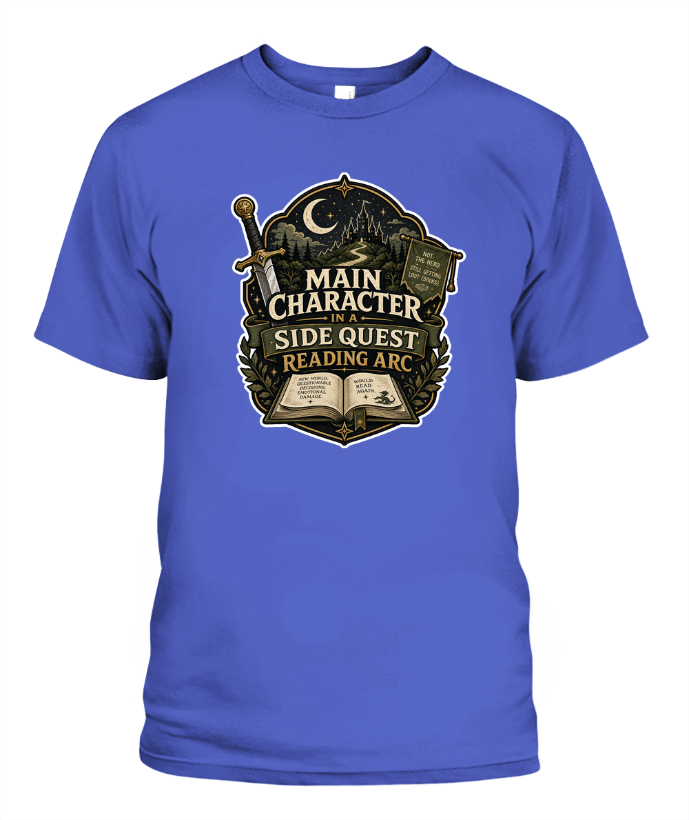 Main Character in a Side Quest Reading Arc Book Lover T-Shirt | Reading Gift