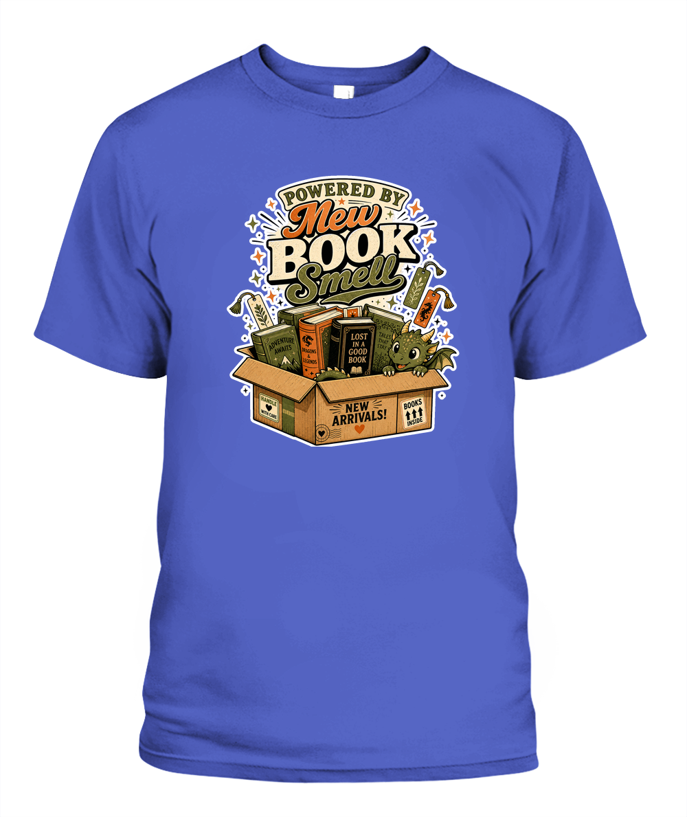 Powered by New Book Smell Book Lover T-Shirt | Reading Gift