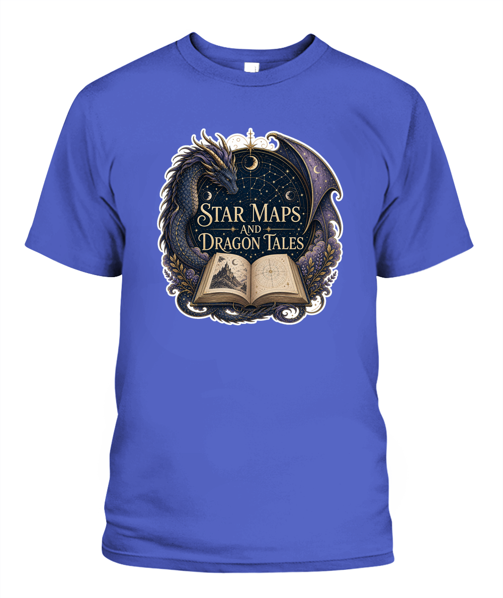 Star Maps and Dragon Tales Book Lover T-Shirt | Reading Gift