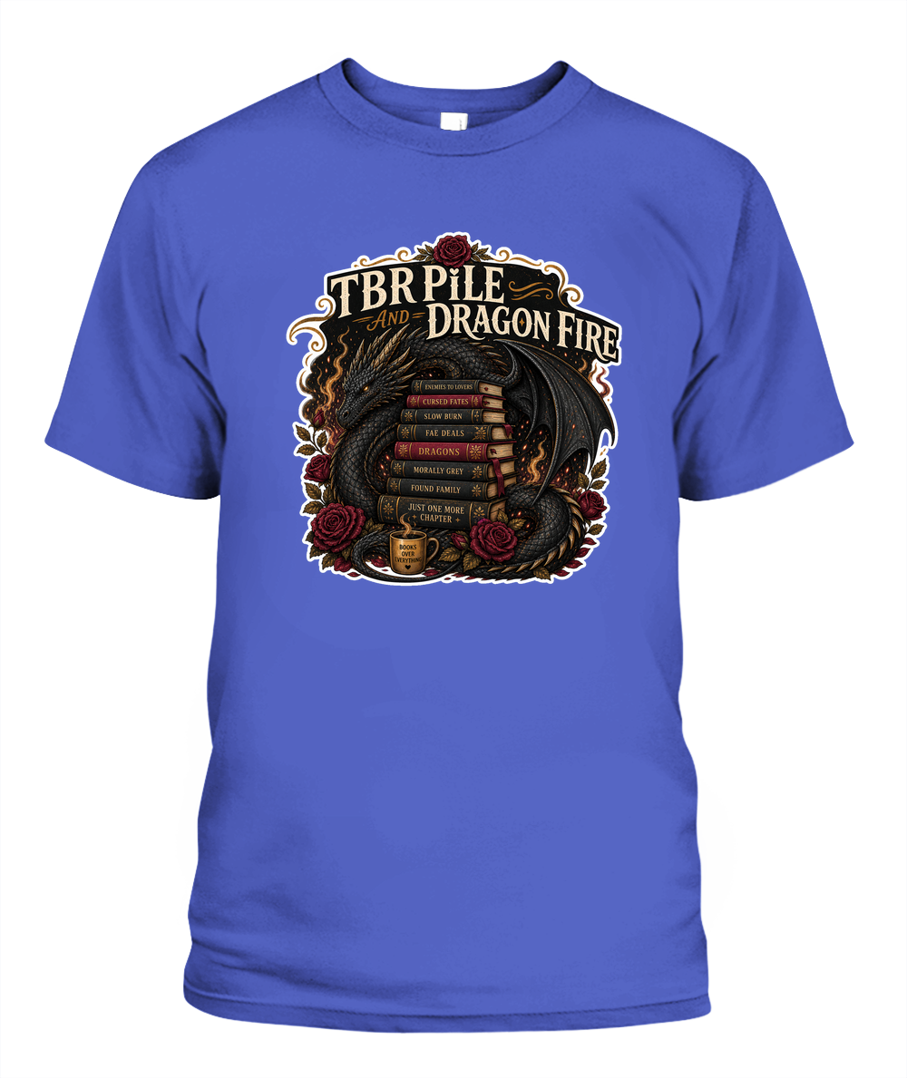 Tbr Pile and Dragon Fire Book Lover T-Shirt | Reading Gift