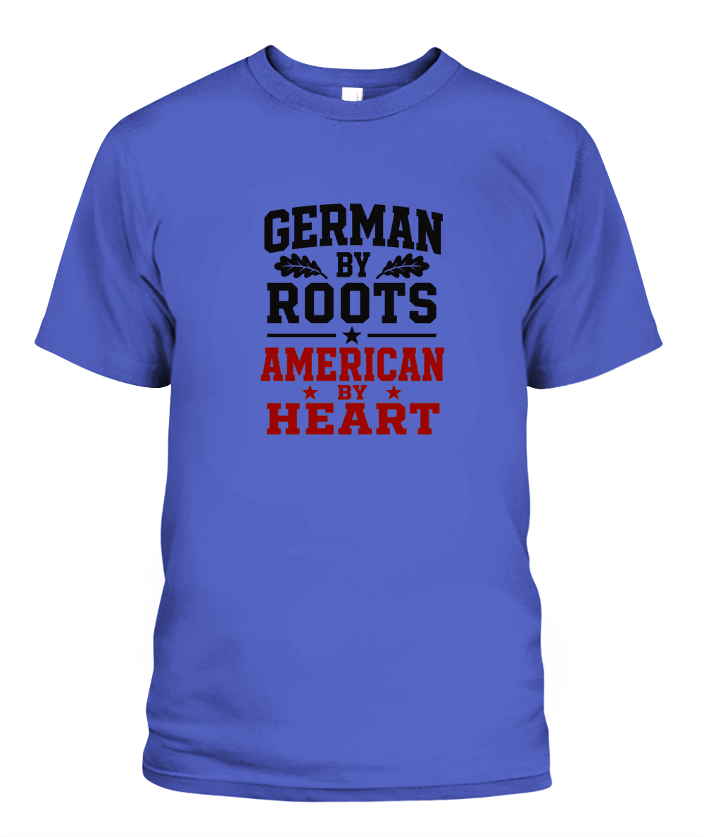 German By Roots, American By Heart — T-Shirt in Periwinkle