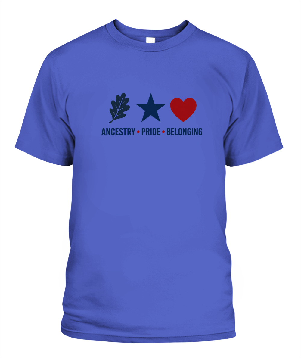 Ancestry, Pride, Belonging — T-Shirt in Periwinkle