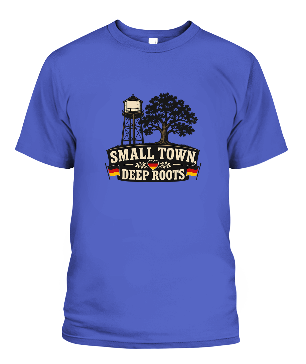 Small Town, Deep Roots — T-Shirt in Periwinkle