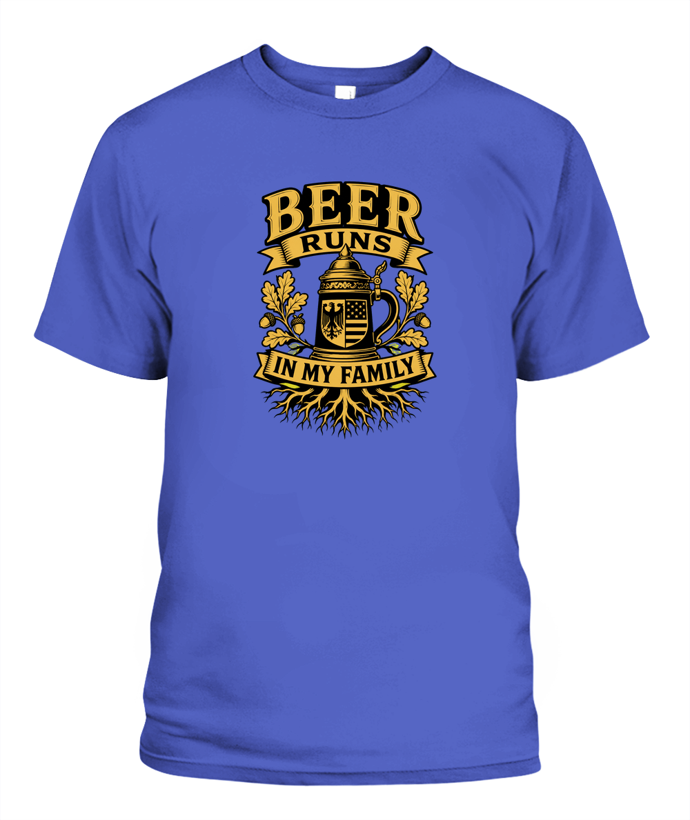Beer Runs In My Family — T-Shirt in Periwinkle