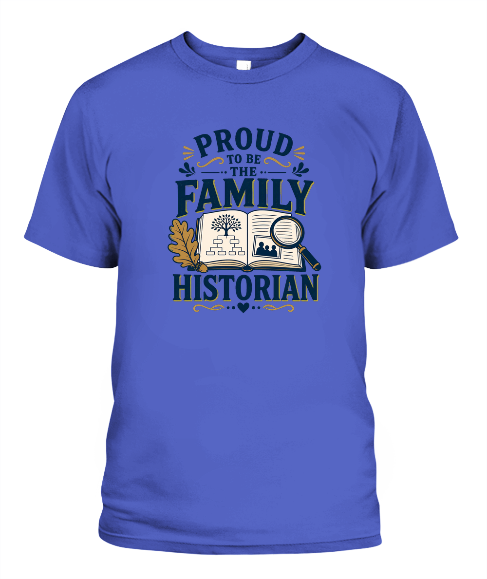 Proud To Be The Family Historian — T-Shirt in Periwinkle