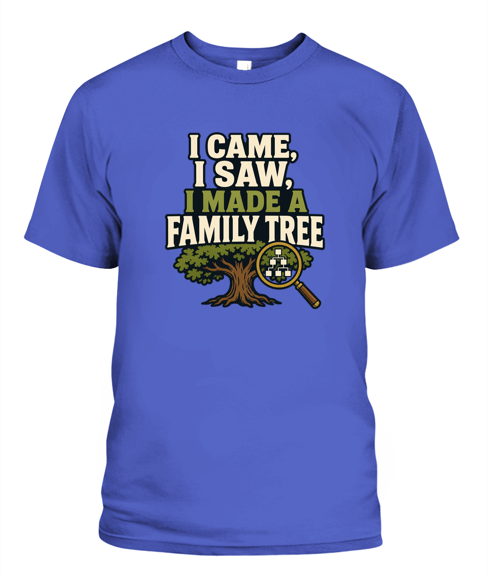 I Came, I Saw, I Made A Family Tree — T-Shirt in Periwinkle
