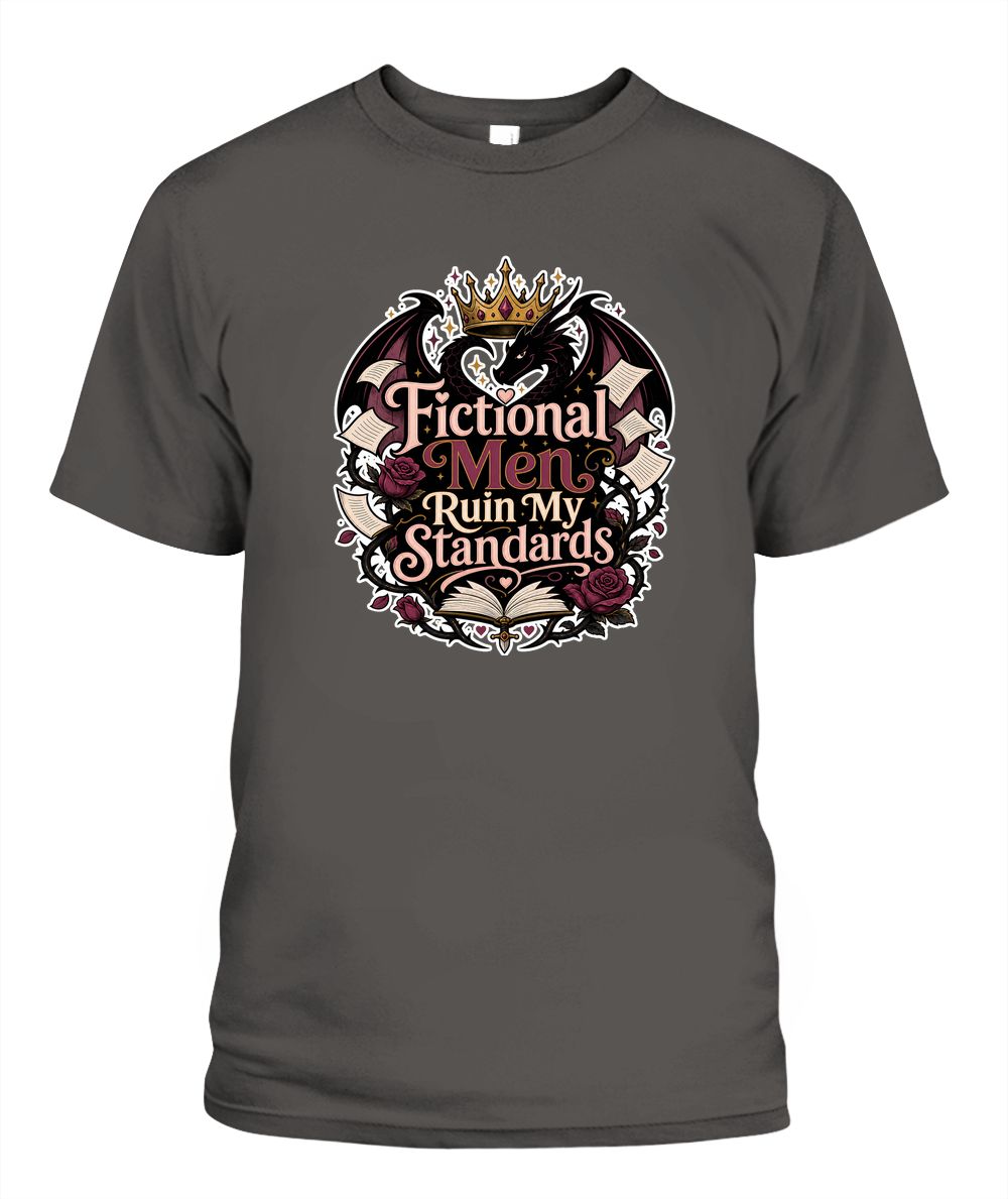 Fictional Men Ruin my Standards Book Lover T-Shirt | Reading Gift