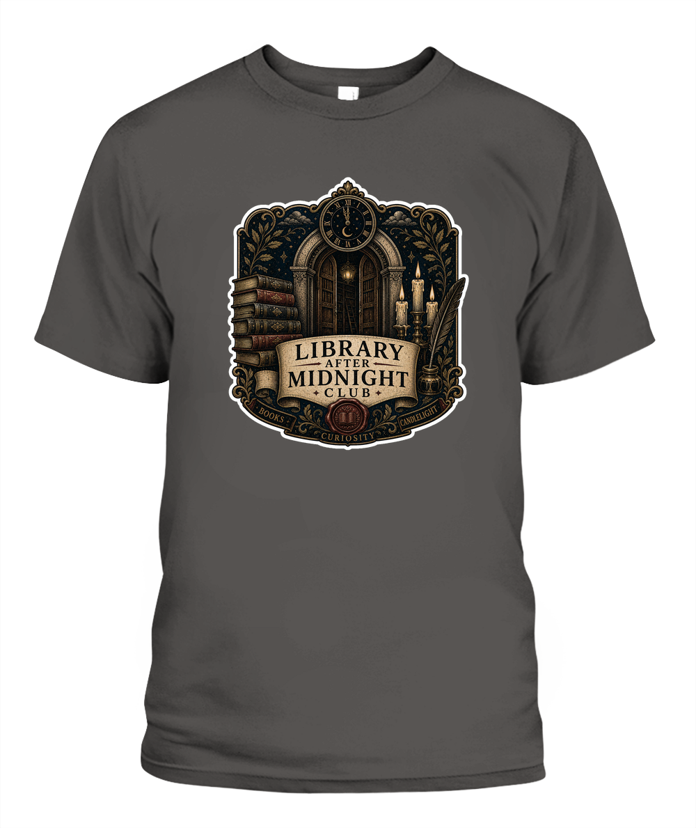 Library After Midnight Club Book Lover T-Shirt | Reading Gift