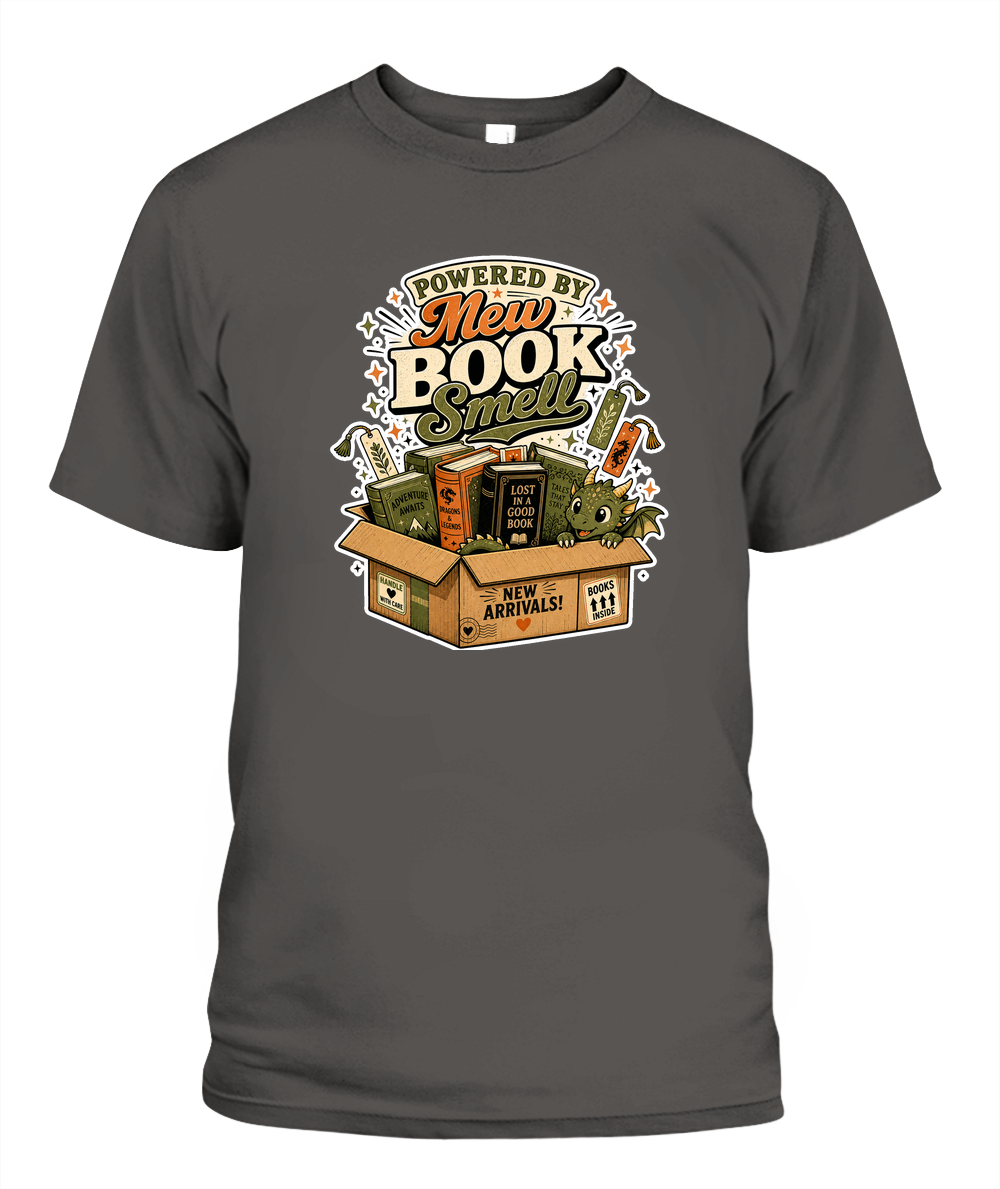 Powered by New Book Smell Book Lover T-Shirt | Reading Gift
