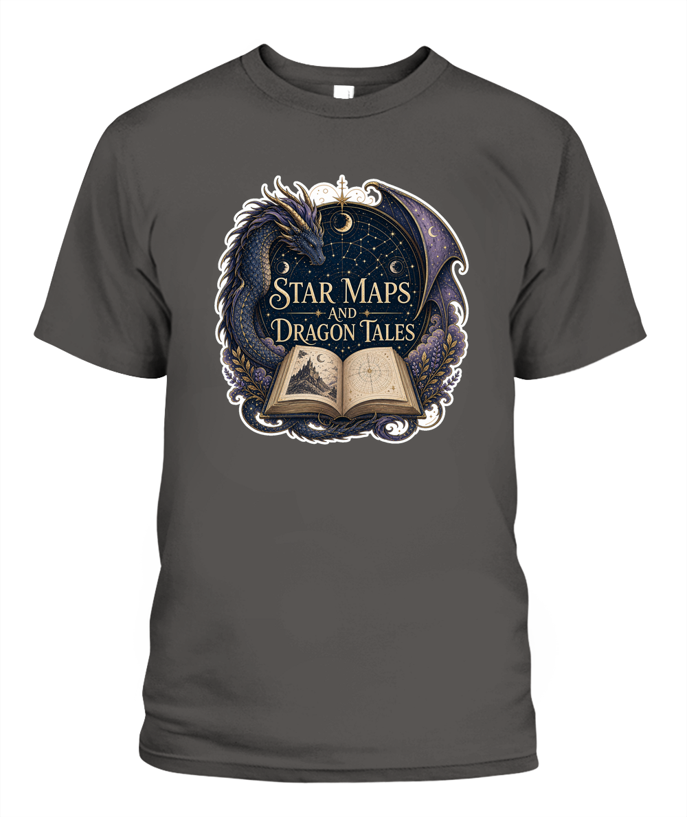 Star Maps and Dragon Tales Book Lover T-Shirt | Reading Gift