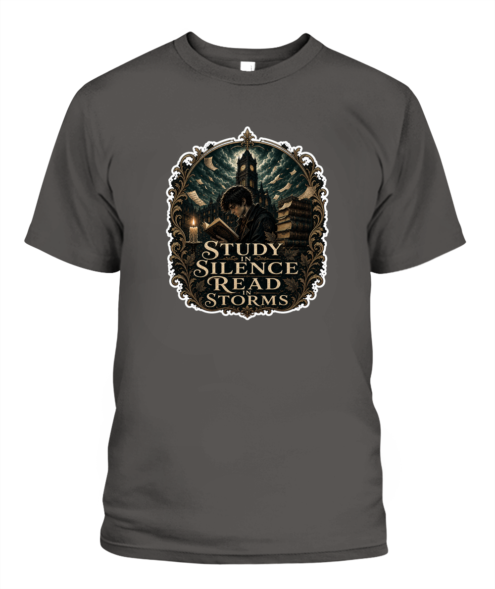 Study in Silence Read in Storms Book Lover T-Shirt | Reading Gift