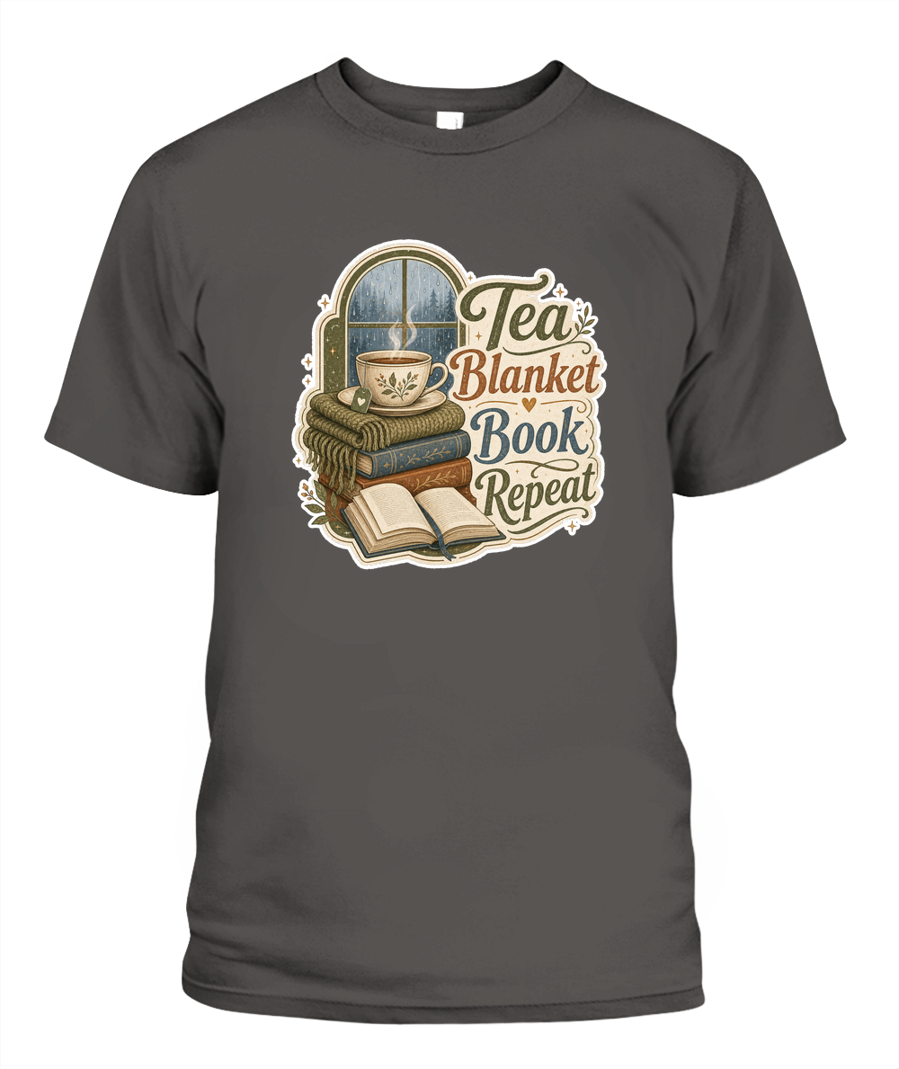 Tea Blanket Book Repeat Book Lover T-Shirt | Reading Gift