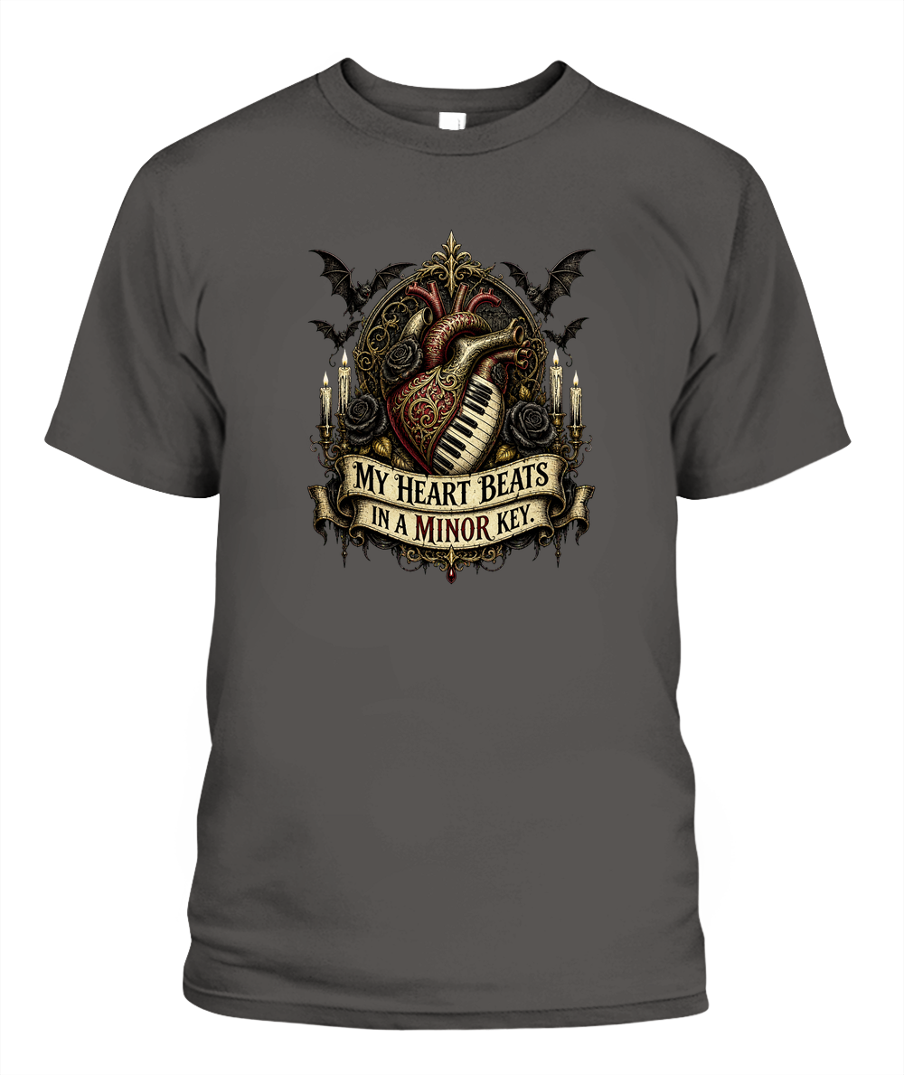 My Heart Beats In A Minor Key — gothic shirt in Pepper