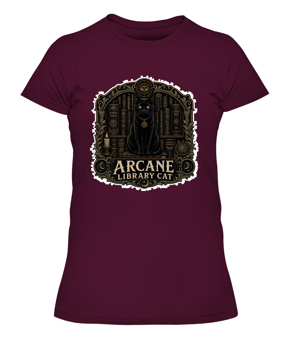 Arcane Library Cat Ladies T-Shirt | Black Cat Lover Gift