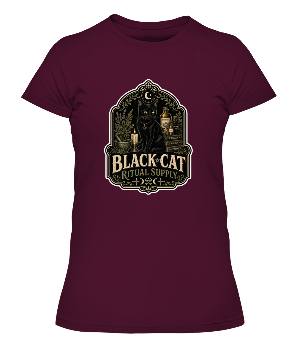 Black Cat Ritual Supply Ladies T-Shirt | Black Cat Lover Gift