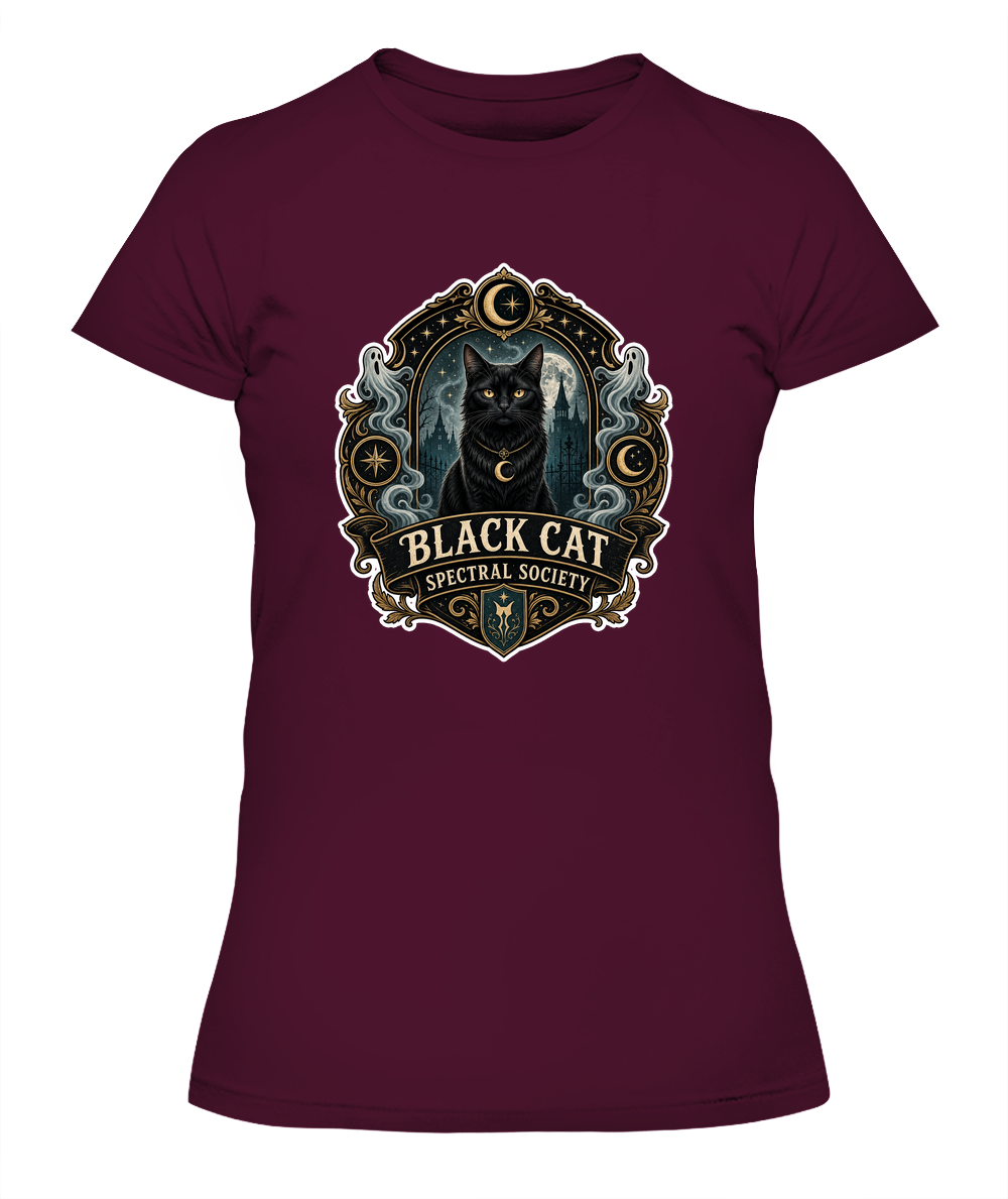 Black Cat Spectral Society Ladies T-Shirt | Black Cat Lover Gift