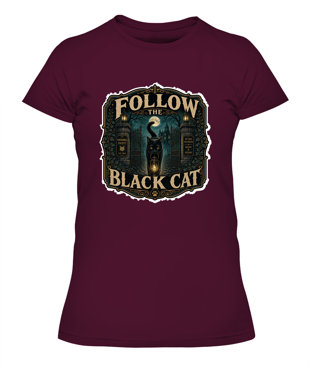 Follow the Black Cat Ladies T-Shirt | Black Cat Lover Gift