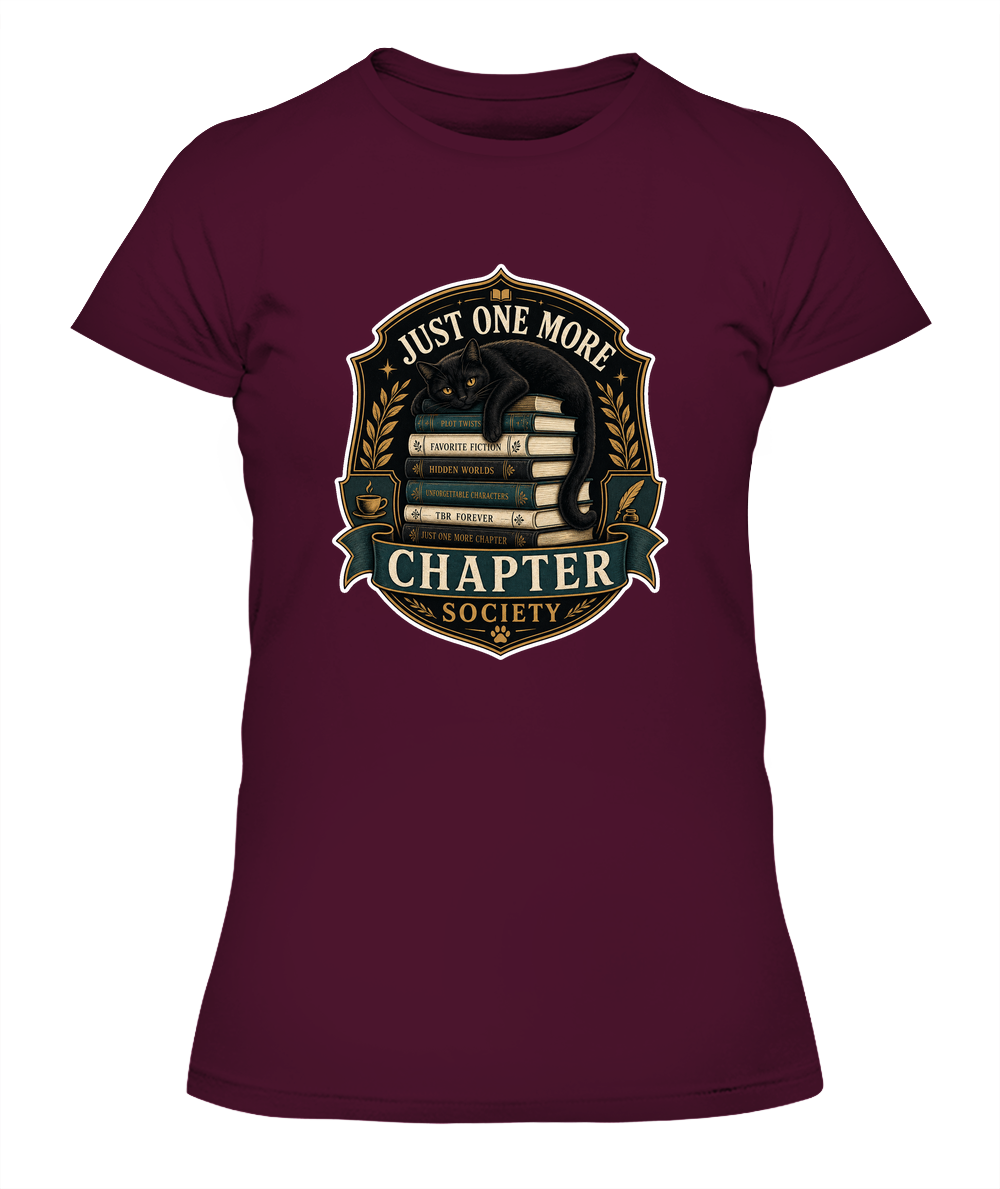 Just One More Chapter Society Ladies T-Shirt | Black Cat Lover Gift