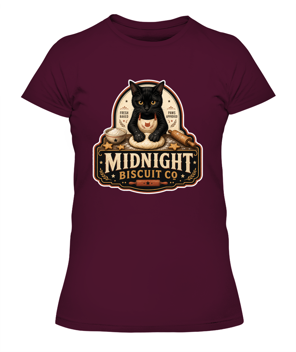 Midnight Biscuit Co Ladies T-Shirt | Black Cat Lover Gift