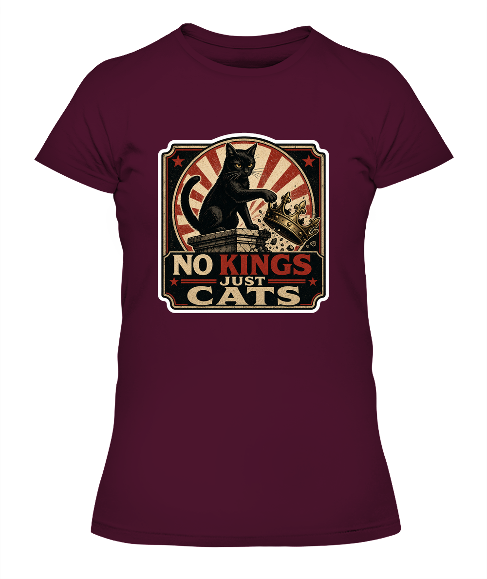 No Kings just Cats Ladies T-Shirt | Black Cat Lover Gift