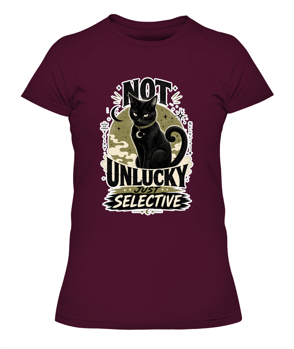 Not Unlucky just Selective Ladies T-Shirt | Black Cat Lover Gift