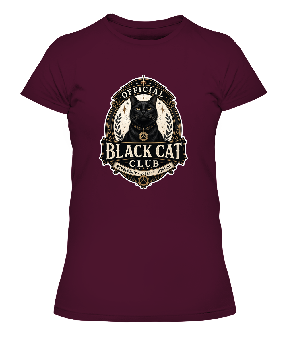 Official Black Cat Club Ladies T-Shirt | Black Cat Lover Gift