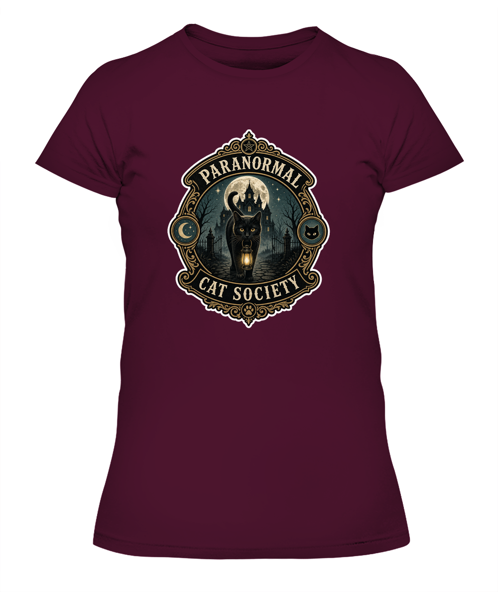 Paranormal Cat Society Ladies T-Shirt | Black Cat Lover Gift