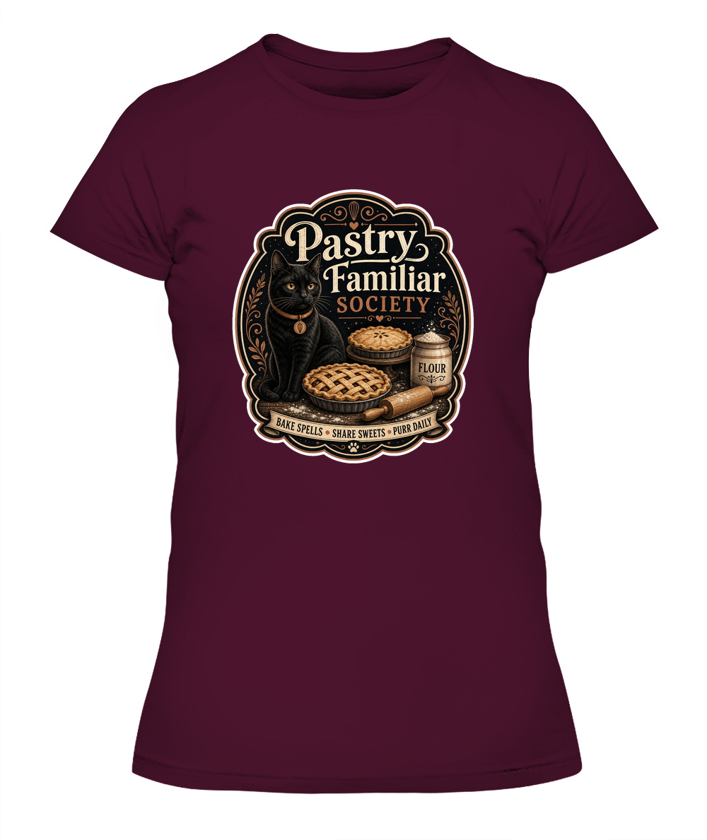 Pastry Familiar Society Ladies T-Shirt | Black Cat Lover Gift