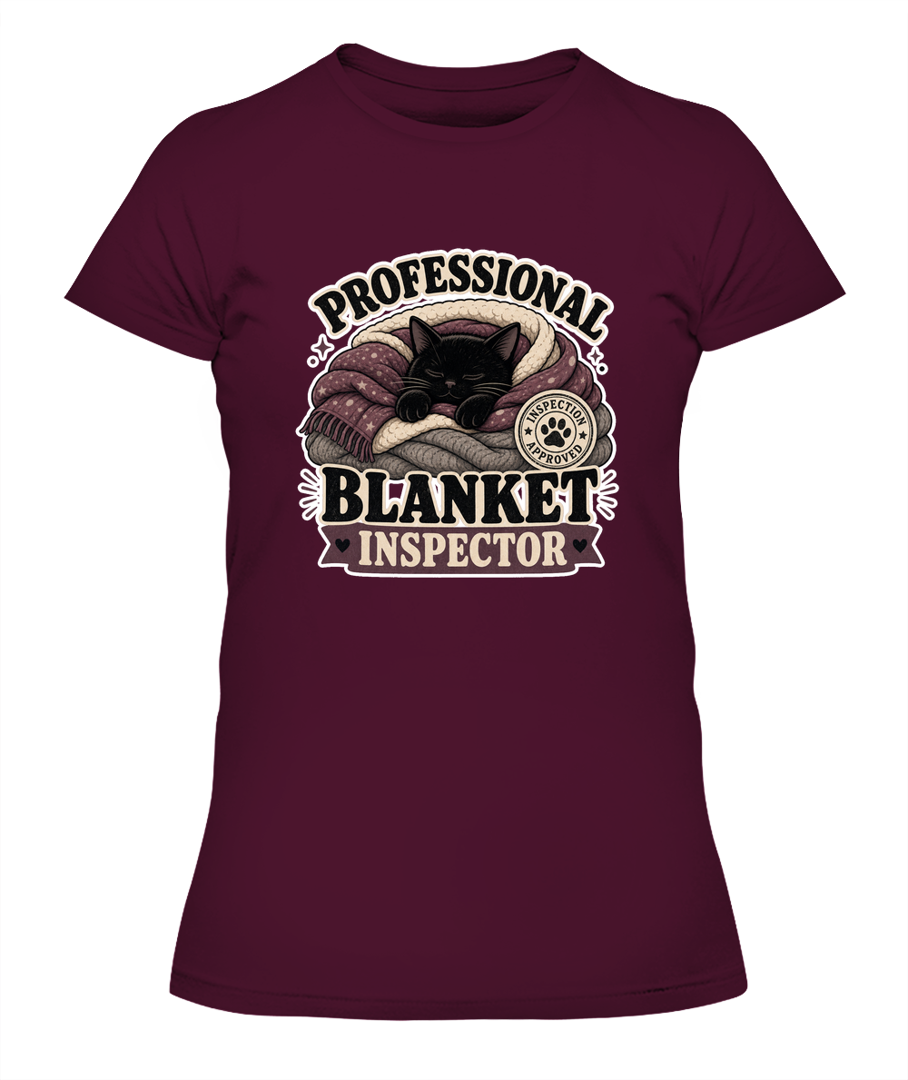 Professional Blanket Inspector Ladies T-Shirt | Black Cat Lover Gift