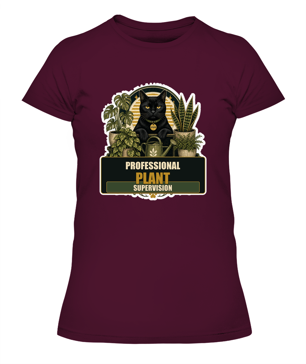 Professional Plant Supervision Ladies T-Shirt | Black Cat Lover Gift