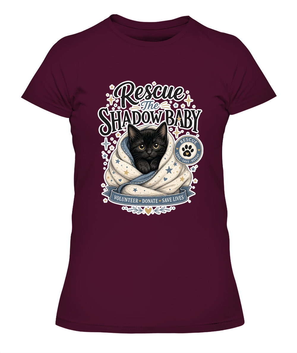 Rescue the Shadow Baby Ladies T-Shirt | Black Cat Lover Gift