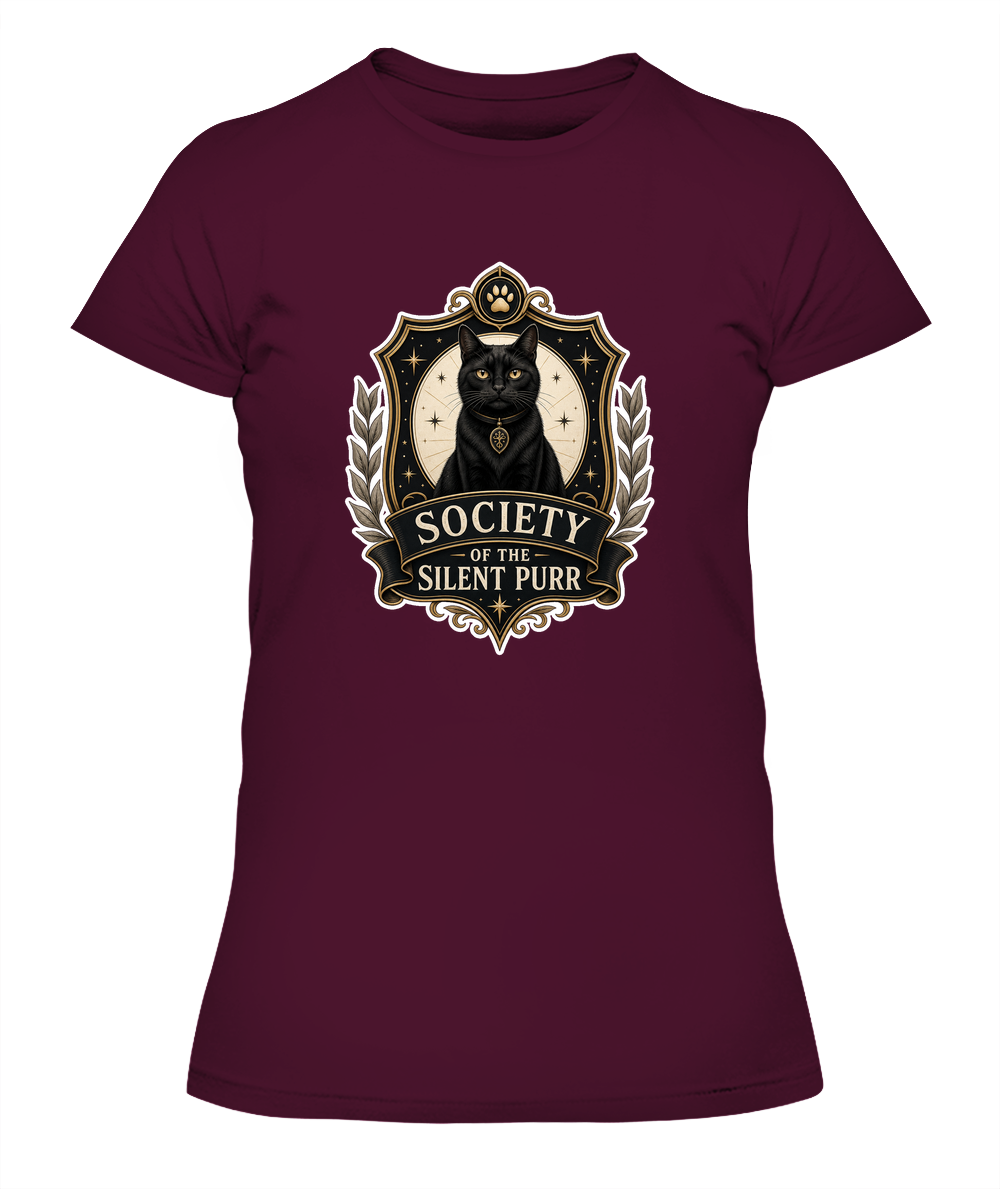 Society of the Silent Purr Ladies T-Shirt | Black Cat Lover Gift