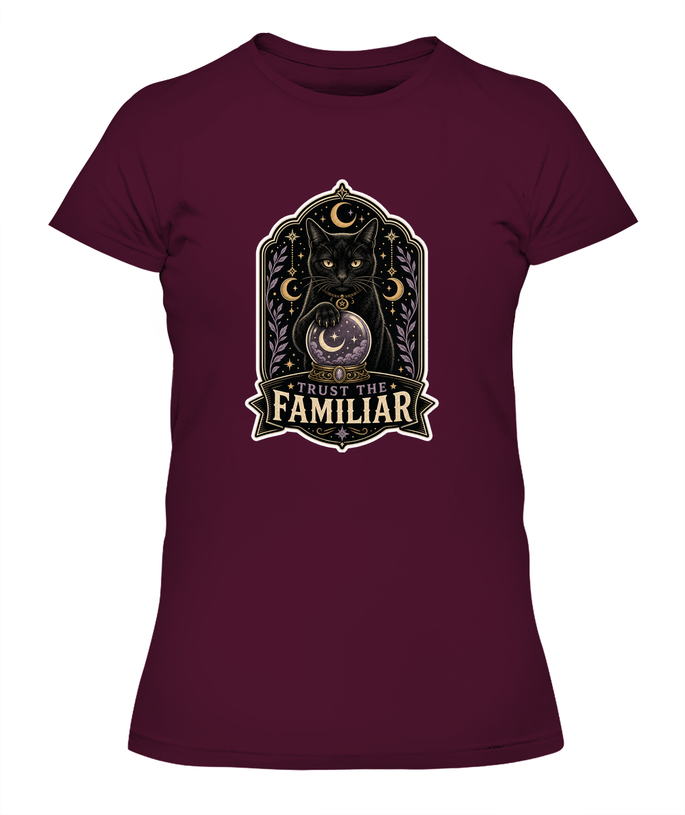 Trust the Familiar Ladies T-Shirt | Black Cat Lover Gift