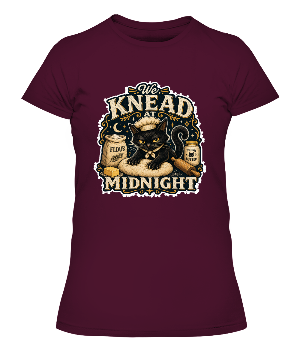 We Knead At Midnight Ladies T-Shirt | Black Cat Lover Gift