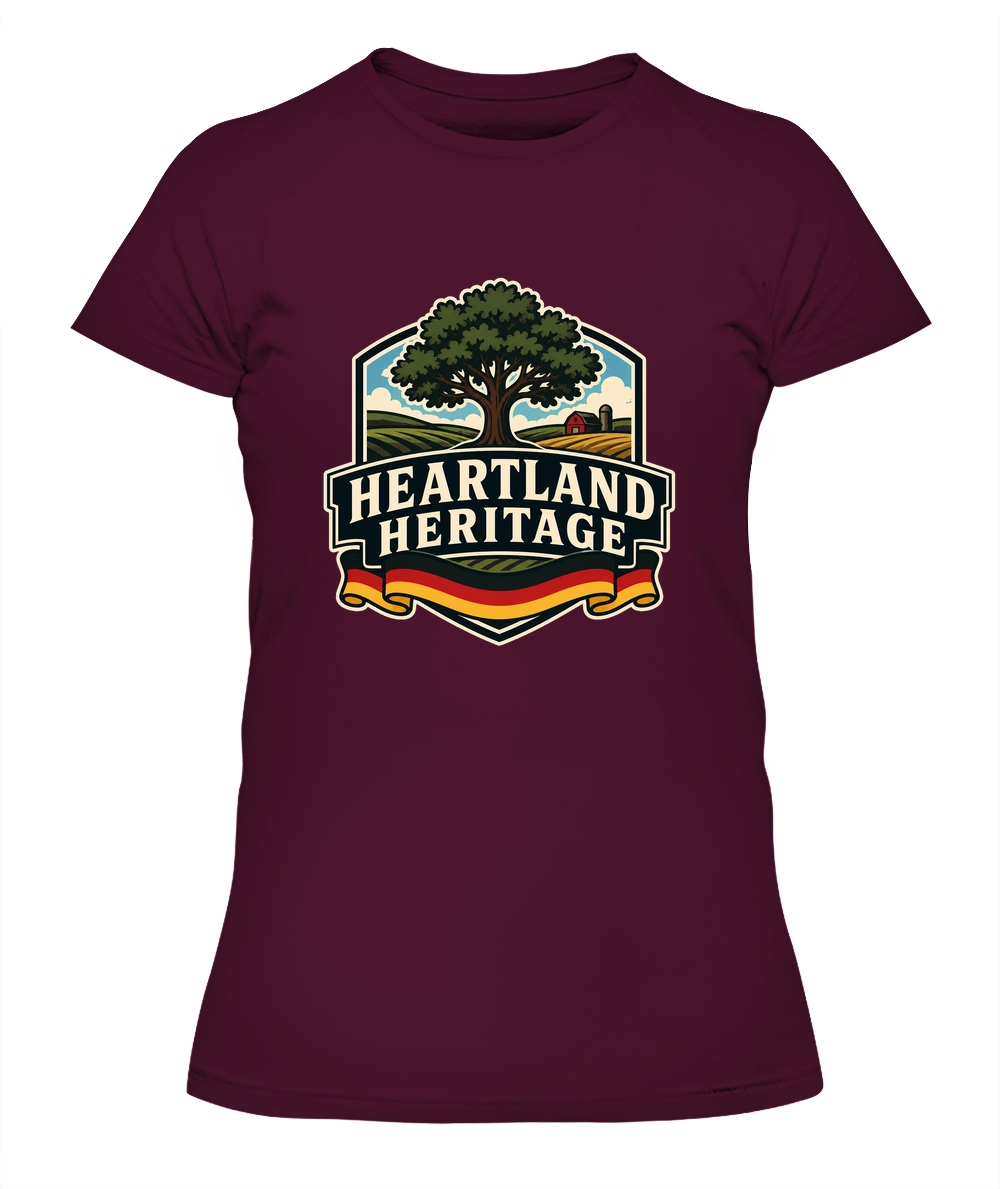 Heartland Heritage — Lady's T-Shirt in Maroon